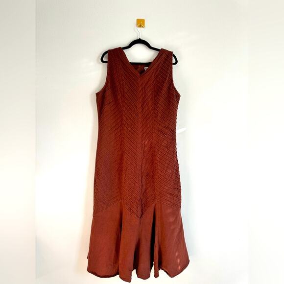 Vintage Molato Brown 80's Cotton Maxi Dress Boho Lagenlook Sleeveless XL - Picture 1 of 6